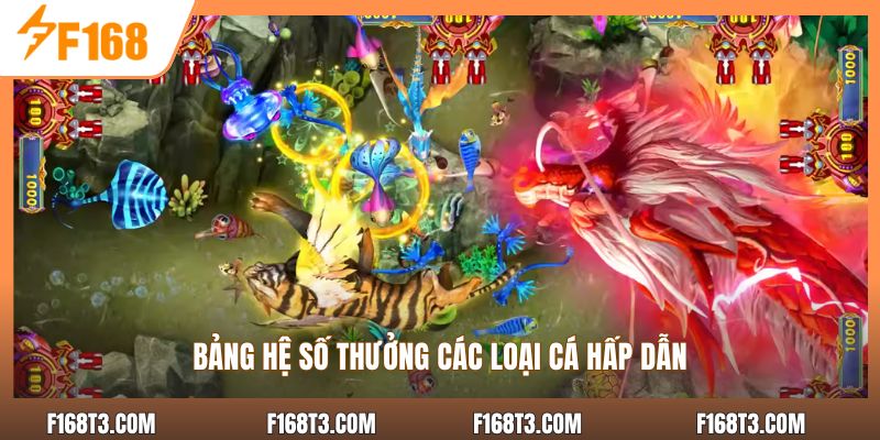 Bảng hệ số thưởng các loại cá hấp dẫn